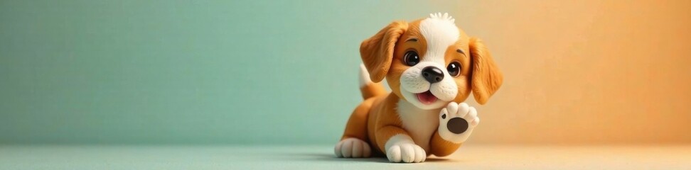 Isolated toy puppy dog paw with colorful background and cute expression, dog paw, dog illustration, kid friendly