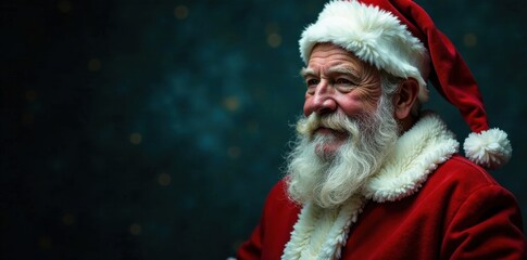 Jolly old bearded figure in red suit, Christmas, santa,