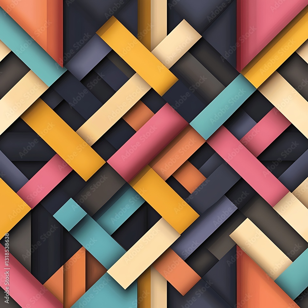 Poster colorful geometric pattern with bold shapes and lines for modern design projects