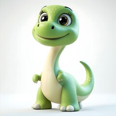 Fototapeta premium Cute 3d green dinosaur isolated