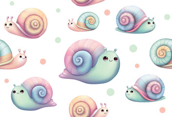 
snail cute . seamless pattern for decorating all fashion designs, fabrics, wallpapers and prints. on a white background