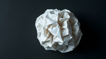Crumpled paper ball resting on a dark surface symbolizing ideas and creativity