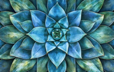 Close-up of Blooming Blue Succulent Plant with Detailed Leaf Pattern