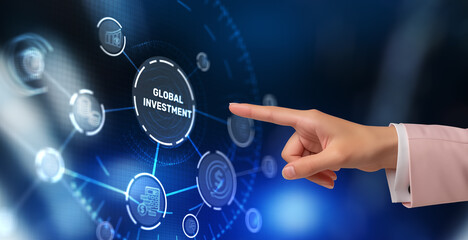 Global Investment Universal background. Double exposure finance and business concept
