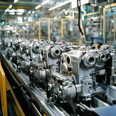 Fototapeta premium A drone shot of a natural gas field with flaring stacks and extraction equipment.