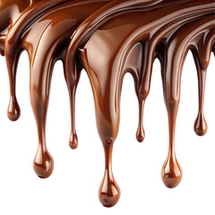Smooth Stream of Melted Chocolate Isolated on White Background
