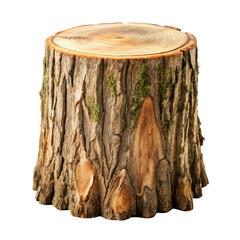 Rustic Tree Stump Isolated on White Background
