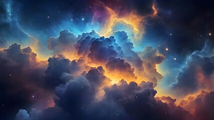 Fototapeta premium Celestial Nebula Dreamscape: Cosmic Clouds with Ethereal Glow