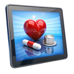 3D Rendered Health Tablet Isolated on White Background
