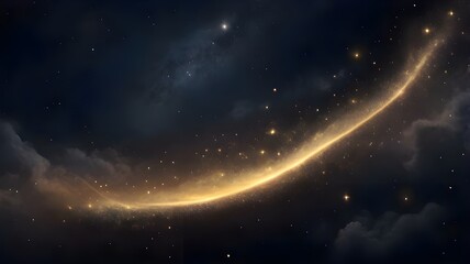Fototapeta premium Golden Cosmic Trail - Luminous Celestial Arc in a Starry Night Sky