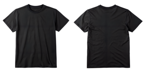 Black T-shirt Mockup Front and Rear, Clothing Mockup, Casual Apparel Display, Cut Out