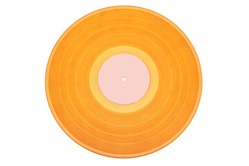 Orange Vinyl record on white background, isolated. White background. No AI tools