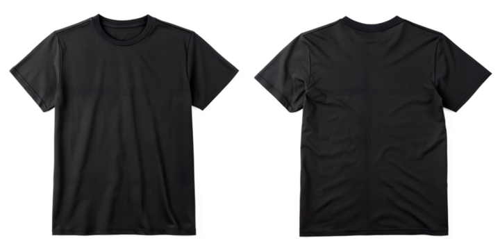 Black T-shirt Mockup Front and Rear, Clothing Mockup, Casual Apparel Display, Cut Out
