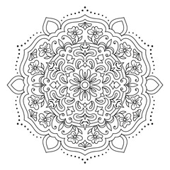 Elegant Floral Mandala Intricate Line Art for Coloring Books, Henna, Tattoos, Ornamental, Boho, Spiritual and Symmetrical Design for Mindfulness and Healing