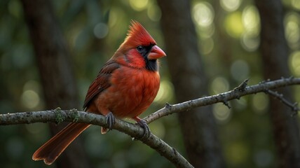 portrait of a cardinal on a tree branch