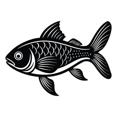 Fototapeta premium Fish silhouette vector white background-3
