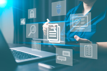 ERP, Electronic document management system concept, search and business manage files online...