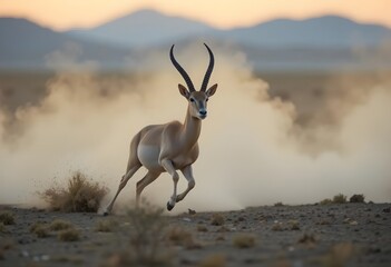 Running Antelope in Desert