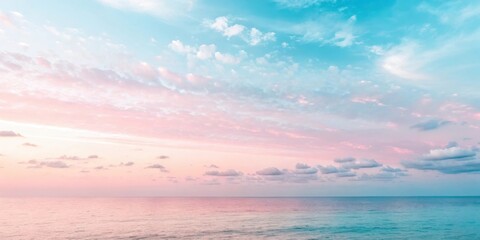 Pastel Sky Over Serene Ocean Waters, a Tranquil Landscape of Dreamy Hues