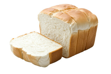 Sliced loaf of white bread with soft and fluffy texture, isolated on transparency background