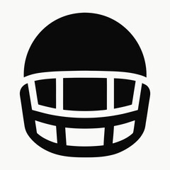 Fototapeta premium stylized icon of American football helmet with black top and vertical faceguard bars 