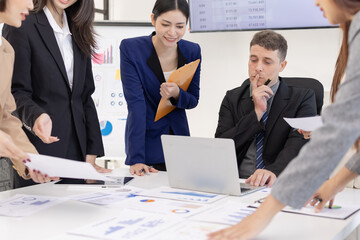 Group of business teamwork working together in meeting room of the workplace concept.