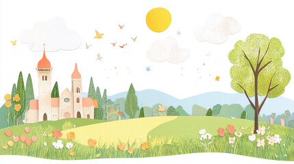 Fototapeta premium Barcelona City Paper Cut Design Featuring Landmarks and Artistic Craftsmanship