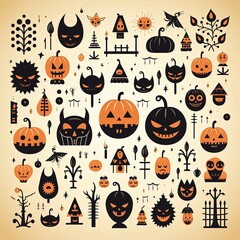 Creepy Halloween decorations with bats and skeletons