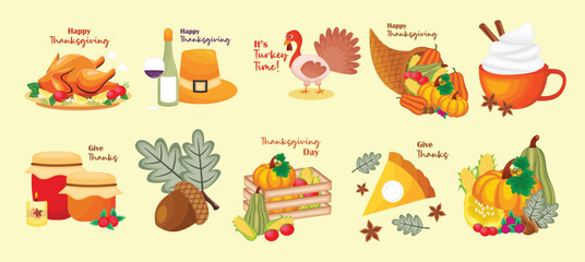 Thanksgiving celebration set vector