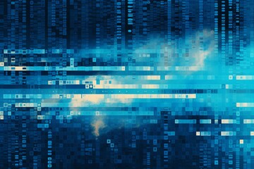 Blue geometric background combined with retro VHS, modern abstract background