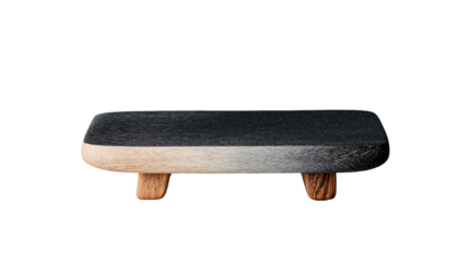 minimalist wooden display stand with black and natural wood finish, perfect for showcasing small items or decor. Its sleek design adds elegance to any space