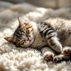 cat lying on the carpet