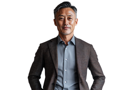 confident man in stylish blazer and shirt, exuding professionalism and charisma. His expression reflects warmth and approachability, perfect for business or personal branding