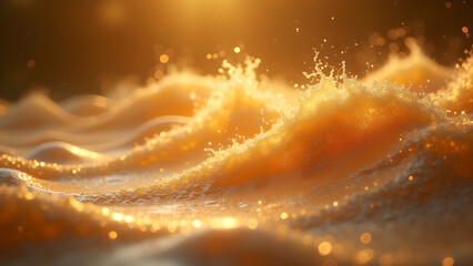 Golden Waves of Light: A Shimmering Abstract Scene