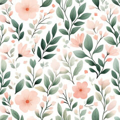 flowers and leaves in pictures illustrator2D. Generative AI Illustration