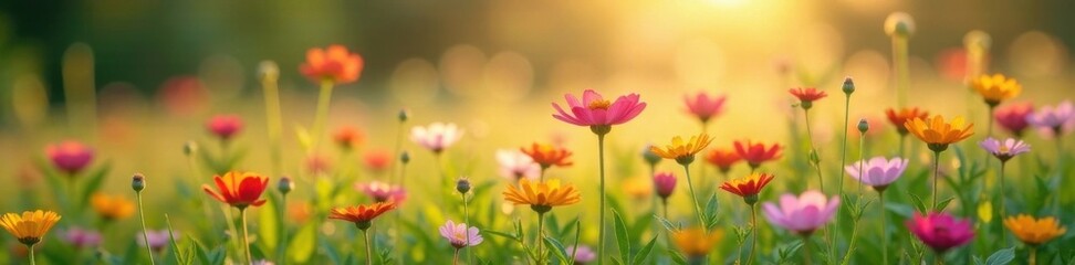 Wildflowers in a field with a subtle aura glow, natural, wildflowers, glow