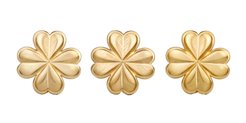 Gold Four-Leaf Clover, Lucky Clover Symbol, Elegant Gold Clover, Cut Out