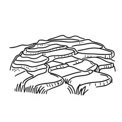 Fototapeta premium Terraced Fields Sketch in Black and White Style 