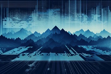 Blue geometric background combined with retro VHS, modern abstract background