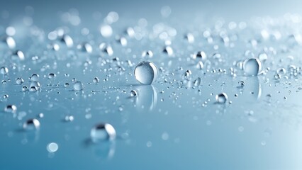 Transparent water spheres resting on reflective surface, capturing delicate bubbles. Perfect for purity campaigns, hydration branding, and spa or skincare visuals.