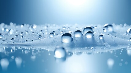 Crystal-clear water spheres magnifying details below, exuding freshness and tranquility. Ideal for product packaging, eco-lifestyle imagery, and hydration concepts.