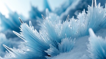 Delicate ice spikes growing in frosty cluster, forming intricate translucent needles. Perfect for winter fantasies, magical branding, and nature-inspired designs.