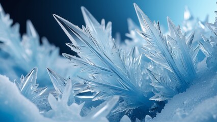 Spiky ice crystals in pale blue hue, representing chilly elegance and surreal winter atmosphere. Ideal for skincare packaging, event invitations, and dreamlike visuals.