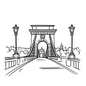 black and white bridge sketch clip art preview