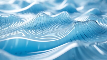 Fluid glass waves rippling in pale aqua color, forming layered translucent ridges. Perfect for spa branding, aquatic design, and minimalist style themes.