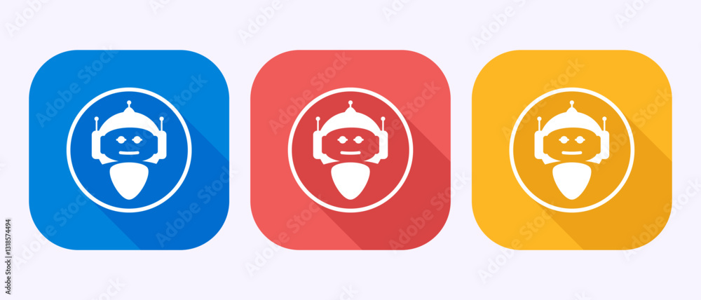 Poster ai assistant icon design illustration. digital or virtual assistant sign, robot icon in shadow butto