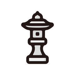 Obraz premium Japanese garden lantern illustration icon.Simple vector outline, clipart for graphic design.