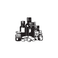 vector illustration of a bottle of pills
