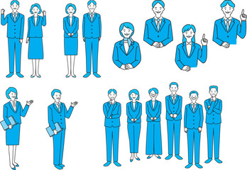 スーツを着たシニアのイラストセット