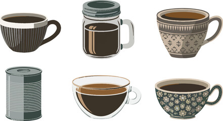 Coffee cup icon silhouettes